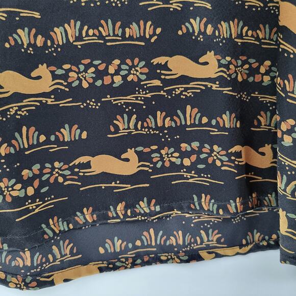 Vintage Evan-Picone Horse Print Tie Neck Blouse Size 16 Shoulder Pads Button Up - Picture 8 of 16